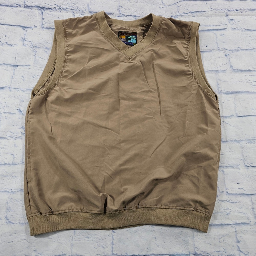 Forrester's Golf Vest Mens Large Tan V-Neck Performance Windbreaker Pullover USA